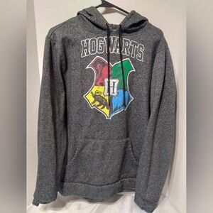 Hogwarts Crest Gray Hoodie. Whimsical Grunge